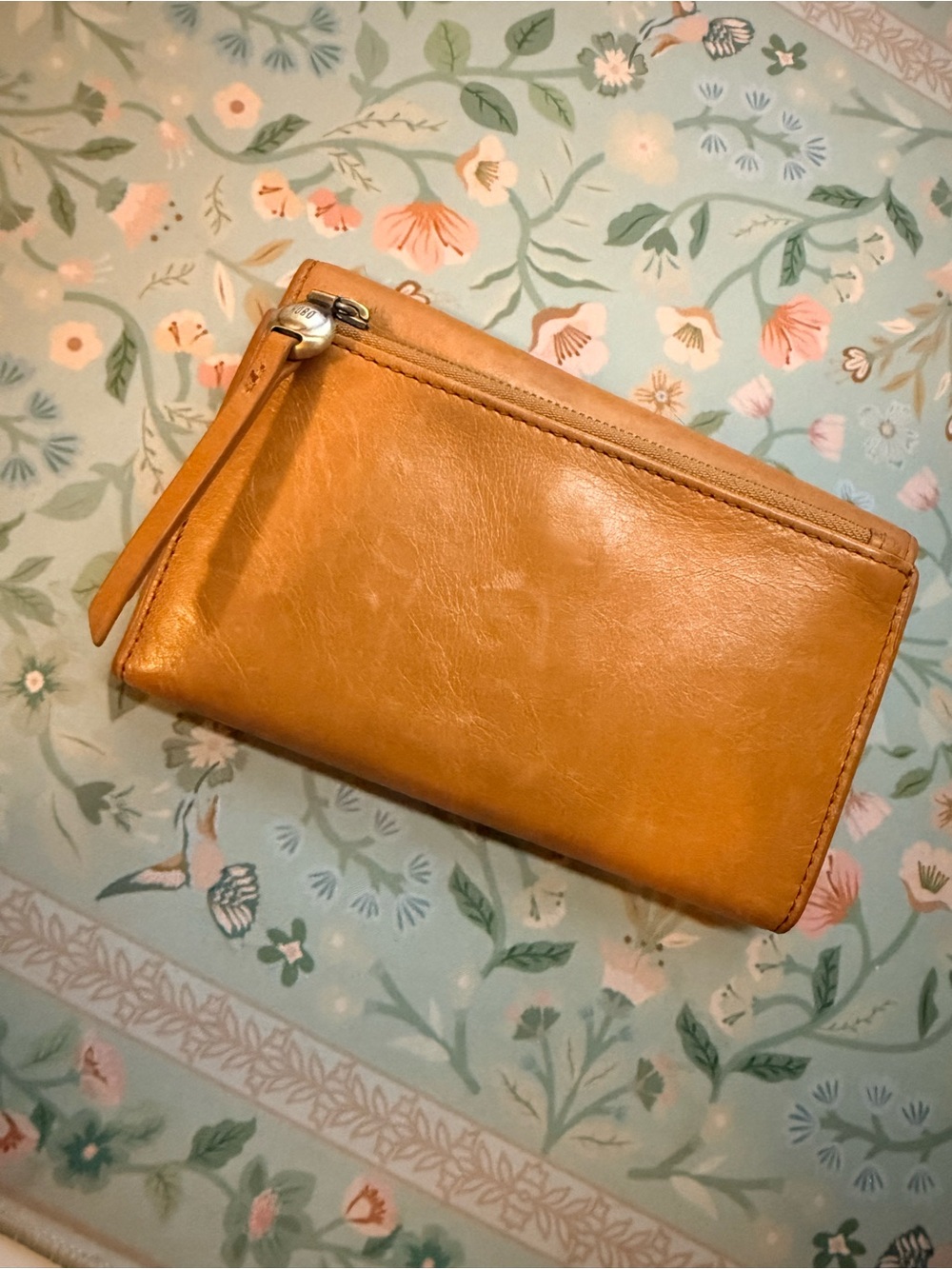 HOBO Tan Leather Zip Wallet